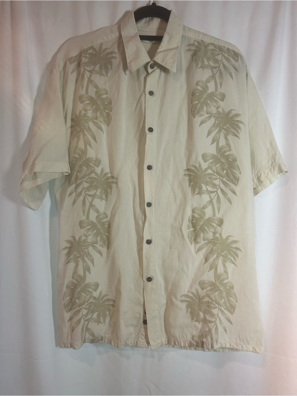 Vintage Campia Moda Hawaiian Shirt Mens L 100% Rayon Tropical Palm Trees